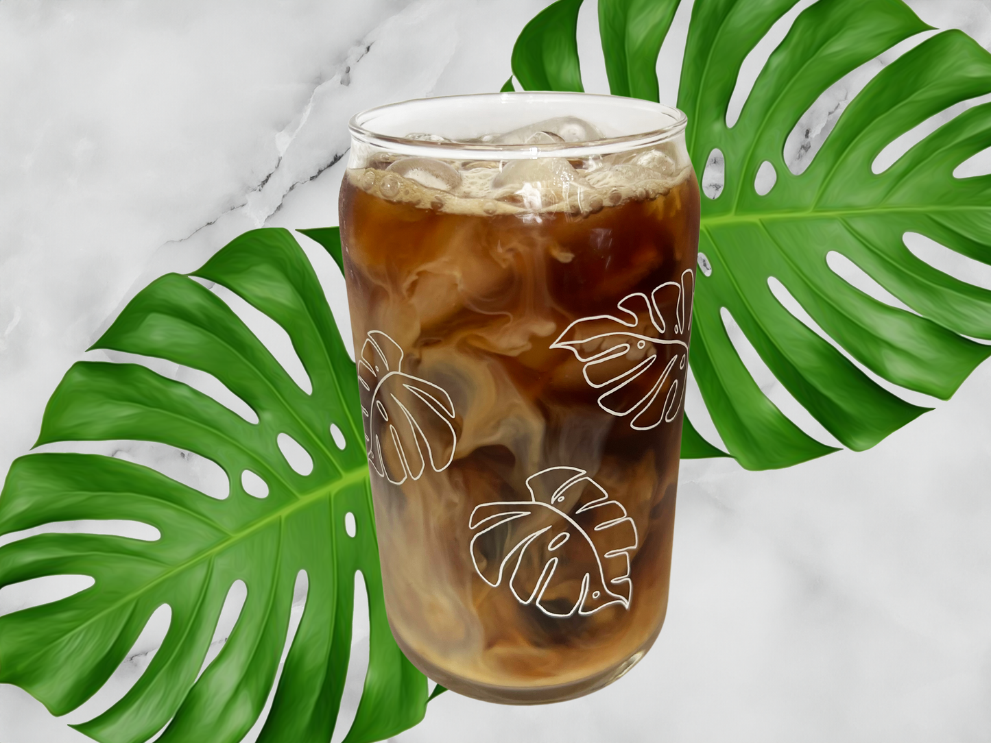 Glass Can | Monstera Leaf